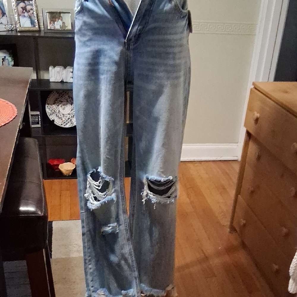 Altar'd State Light Blue Distressed Flare Jeans